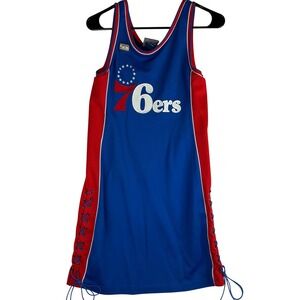 Philadelphia 76ers NBA Hardwood Classics Sporty Blue Red Lace Up Jersey Dress M